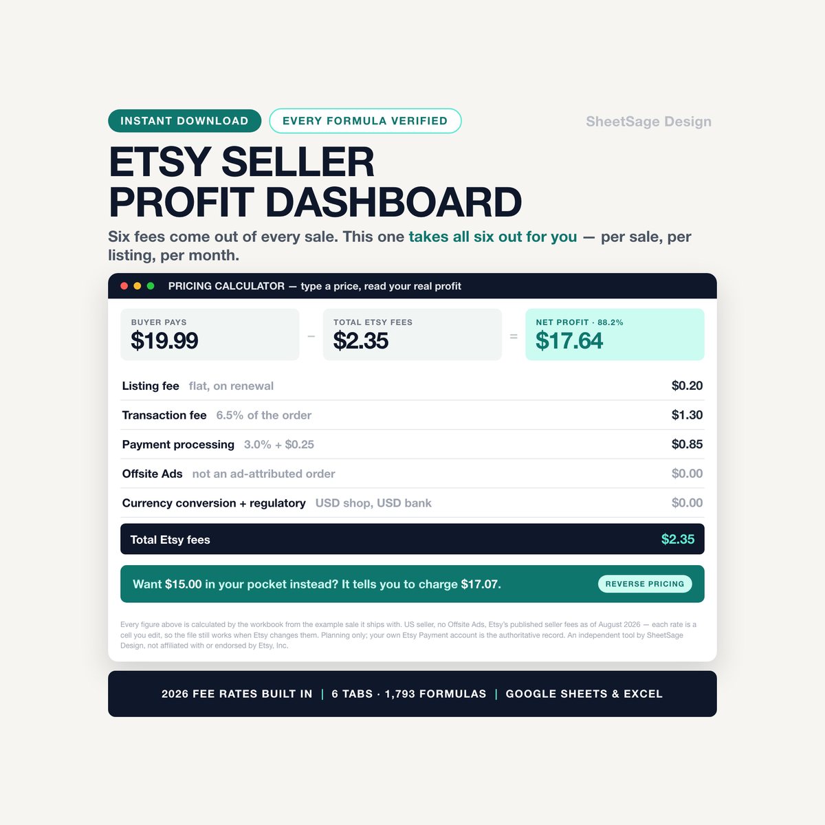 Etsy Seller Profit & Fee Dashboard