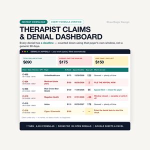 Therapist Claims & Denial Recovery Dashboard